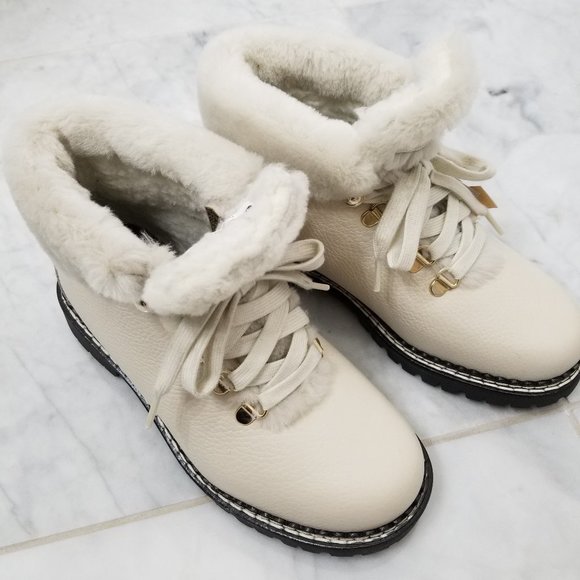 Oscar Sport White Tan Gray Rabbit Fur Suede | Mercari OSCAR SPORT US 6 EU 36 Shearling Cream Boots